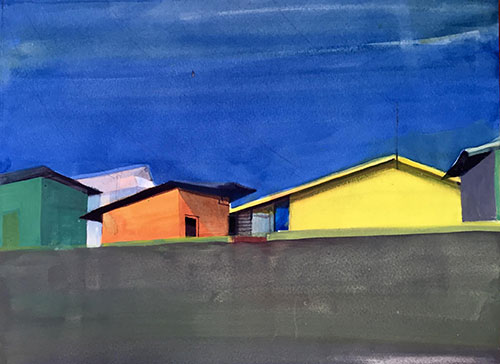 A quiet town #165, Watercolor on paper 9” x 12"    