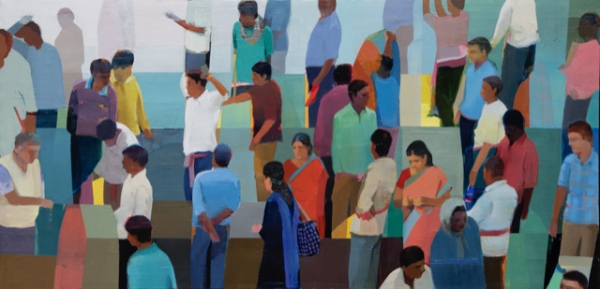 Market # 24, Oil on canvas, 48" x 24"