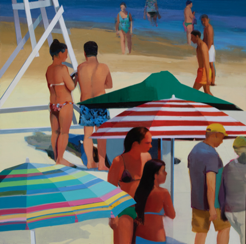 Warm day on the beach #7, Oil on canvas, 36" x 36"