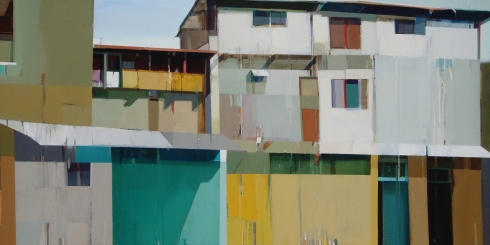 A quiet town # 100, Oil on canvas, 47” x 92”, 2011   