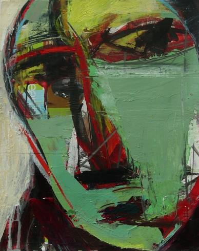 Thinking about you # 3, Mixed media on paper, 14” x 11”, 2008     