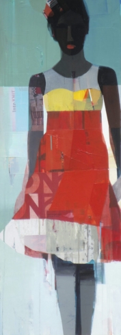Hip girl # 4, Mixed media on panel, 68” x 25”, 2013 