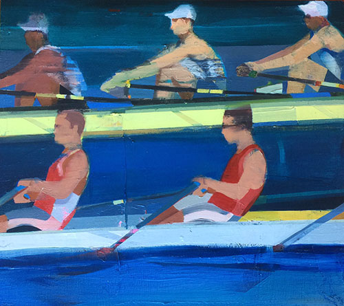 Rowing # 3, Oil on canvas, 16” x 18"     