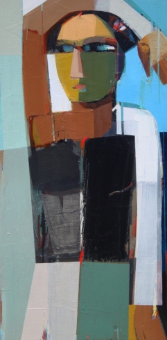 Thinking about you # 19, Mixed media on panel, 48” x 24”, 2011     