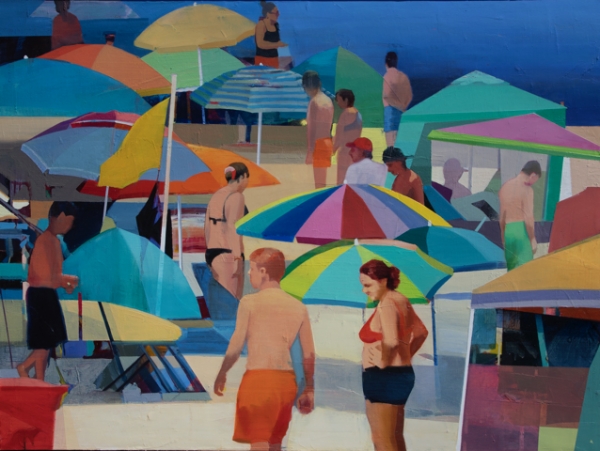 ﻿Warm day on the beach #8,  Oil on canvas, 40" x 30"